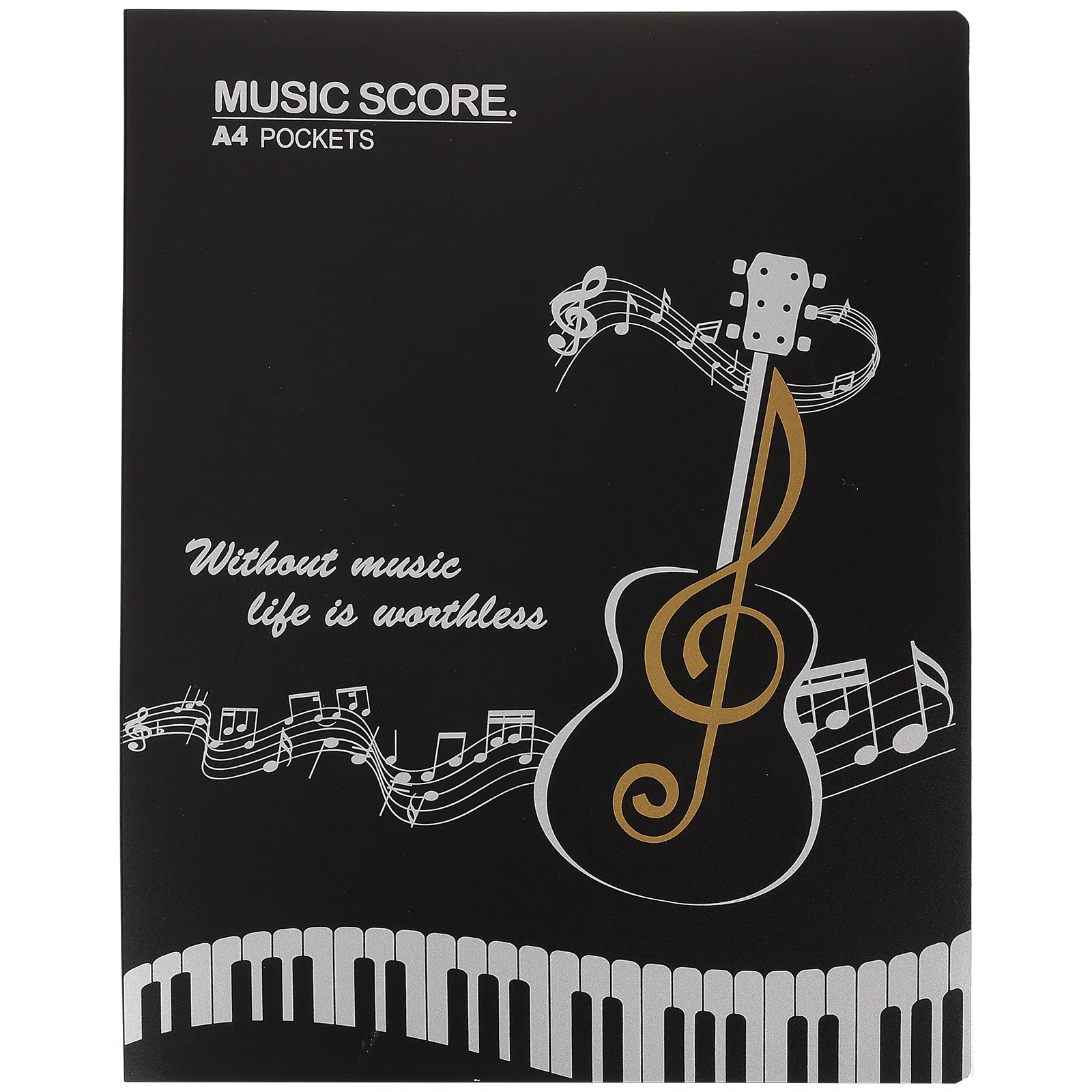 

File Folder Sheet Music Clip for Piano Performance Test Paper Pianosheet Storage Score Binder Black with Dividers Musician