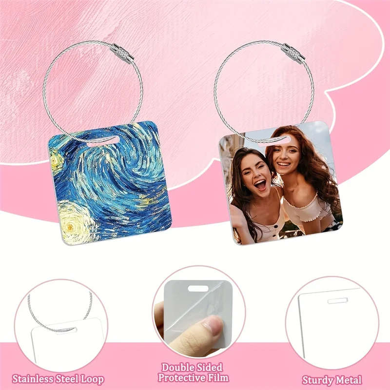 ABUH-20 قطعة علامة الأمتعة التسامي الفراغات مع حلقة-لـ DIY بها بنفسك الحرفية هدية السفر حقيبة رياضية العلامات