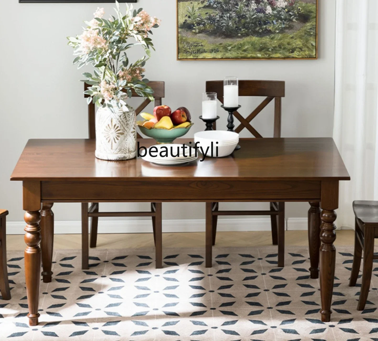 

American Style Dining Table So Easy So Beauty Country Style Solid Wood Ash Furniture Rectangular Classic