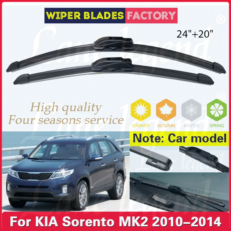 Front Windscreen Wiper Blades Set For KIA Sorento MK2 2010 2011 2012 2013 2014 Windshield Window Car Accessories 24