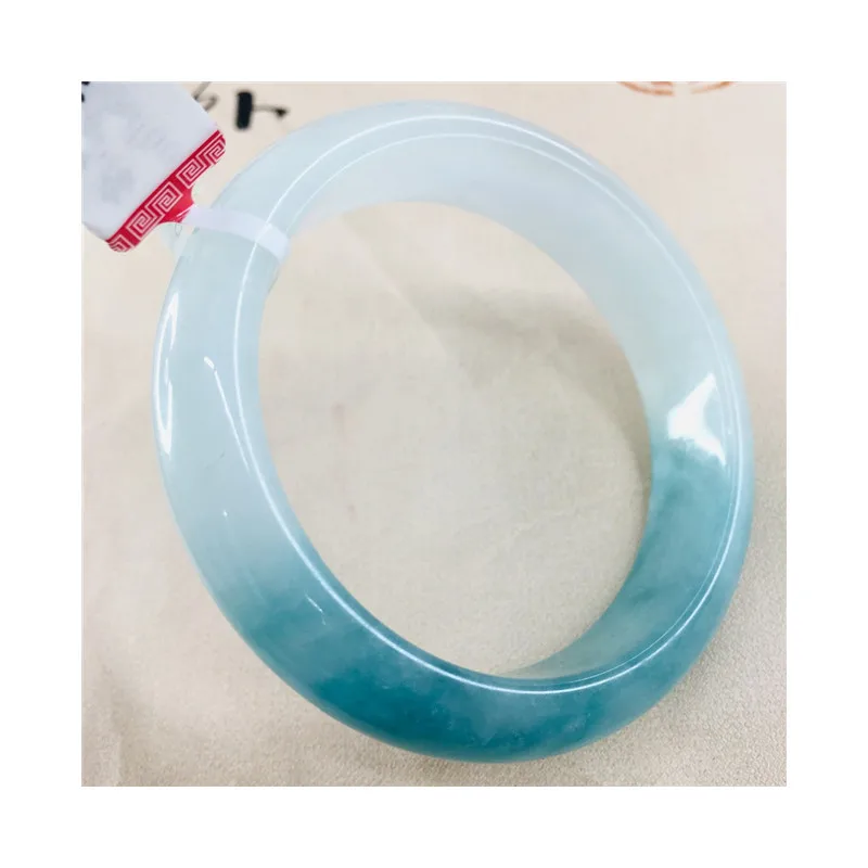 Natural High Quality Ice Bottom Blue Water Double Color Female Jade Bracelet Bangles Jewelry Accessories