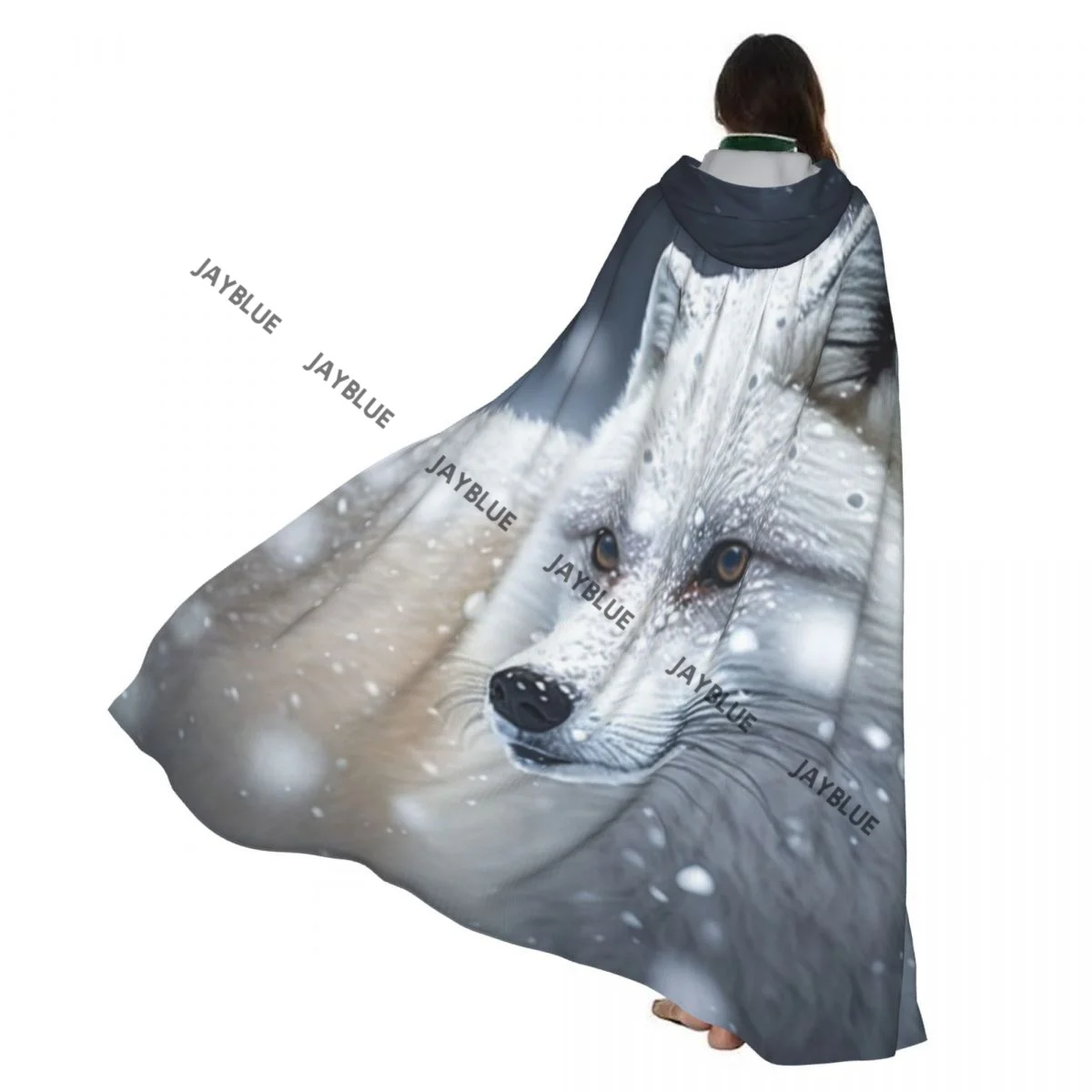 

Длинная накидка-плащ Fox Braving Through Blizzard Плащ с капюшоном Пальто Осенние толстовки