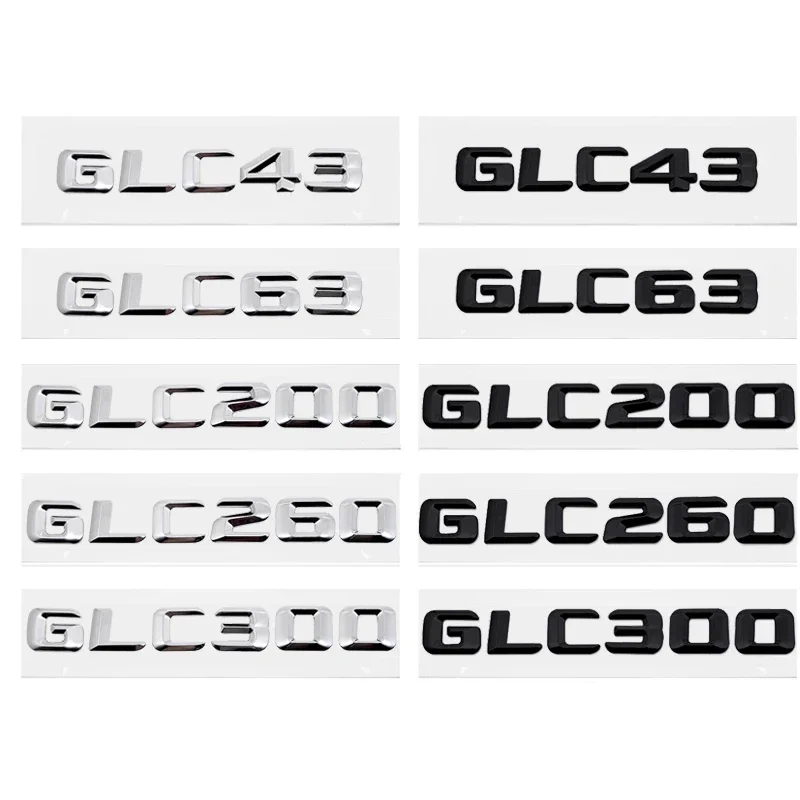 Car Tail Box Emblem Sticker 3D Letter Number Rear Trunk Badge for Mercedes Benz GLC43 GLC63 GLC200 GLC260 GLC300 Accessories