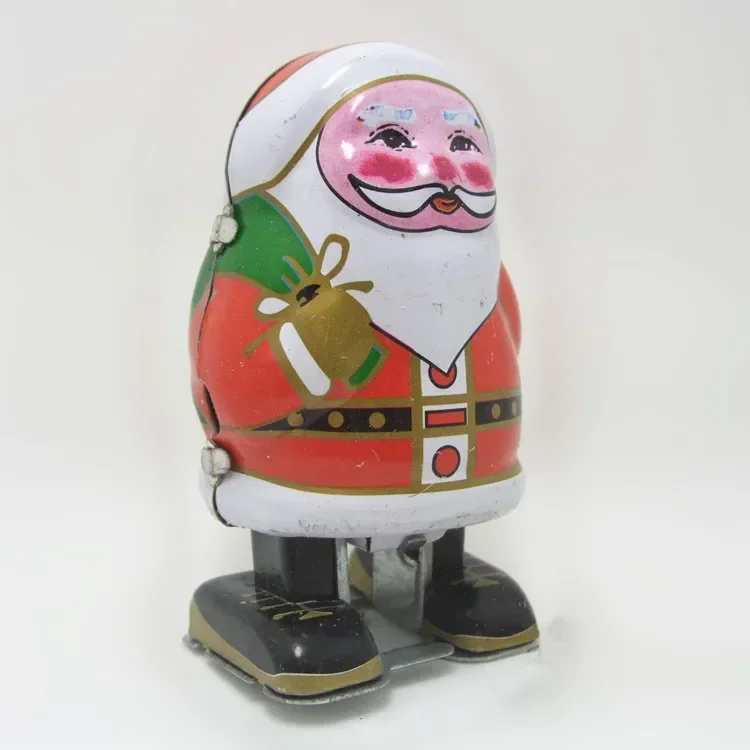 [Funny]  Adult Collection Retro Wind up toy Metal Tin Father Christmas Mechanical toy Clockwork toy figures model kids gift