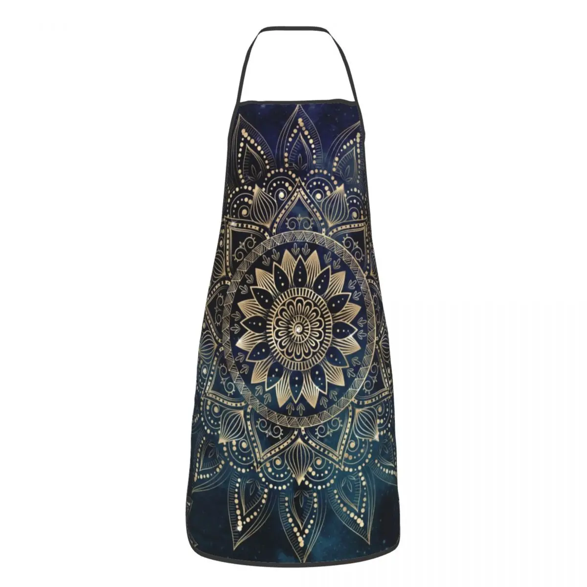 Elegant Gold Mandala Blue Galaxy Design Funny Aprons Buddha Buddhism Flower Chef Bib Tablier Cuisine Cooking Baking Painting