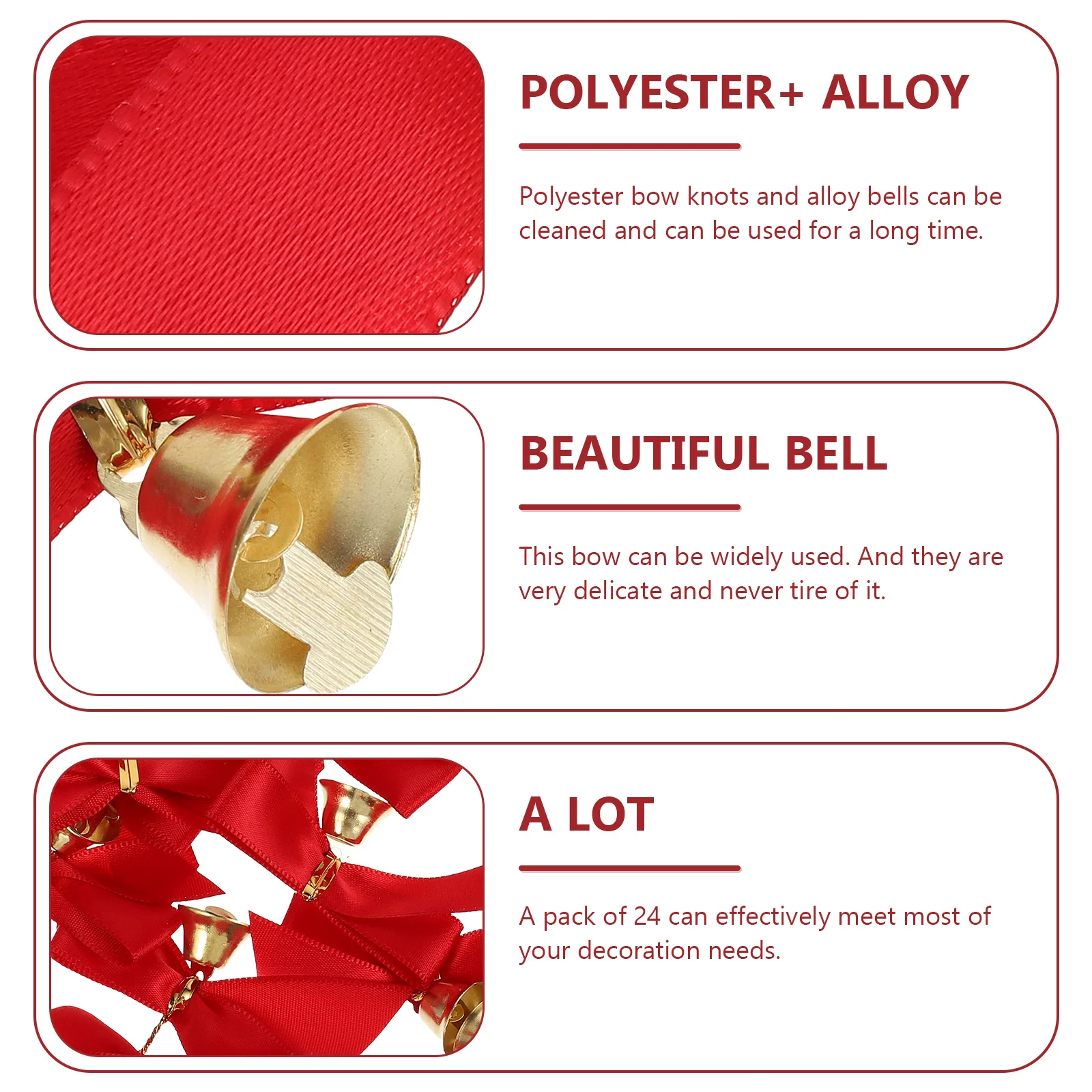 

24Pcs Christmas Tree Hanging Decoration Mini Delicate Red Bow Knot Bells Red Bows Christmas Decoration Festival Ornament Xmas