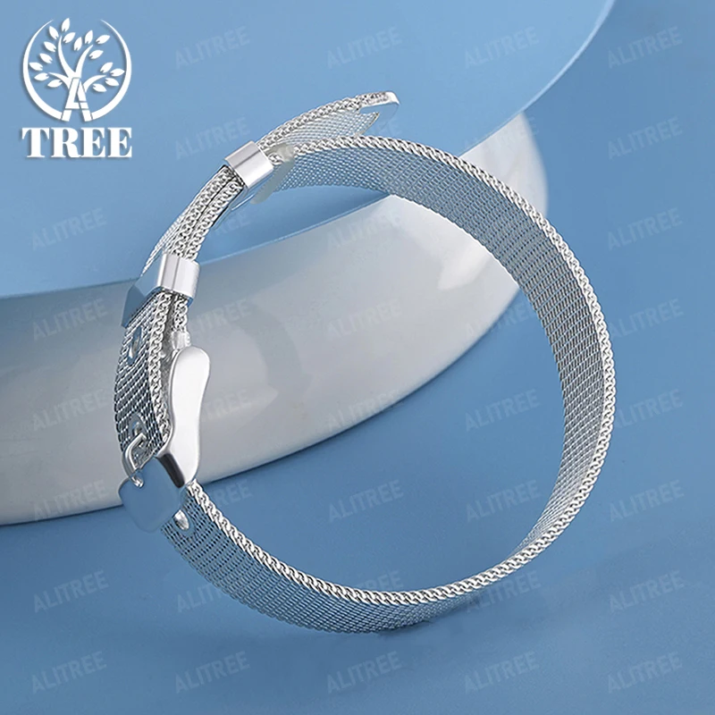 

New 925 Sterling Silver Watch Band Adjustable Bangle Girls Popular Gift Accessories Fashion Jewelry Birthday Anniversary Party