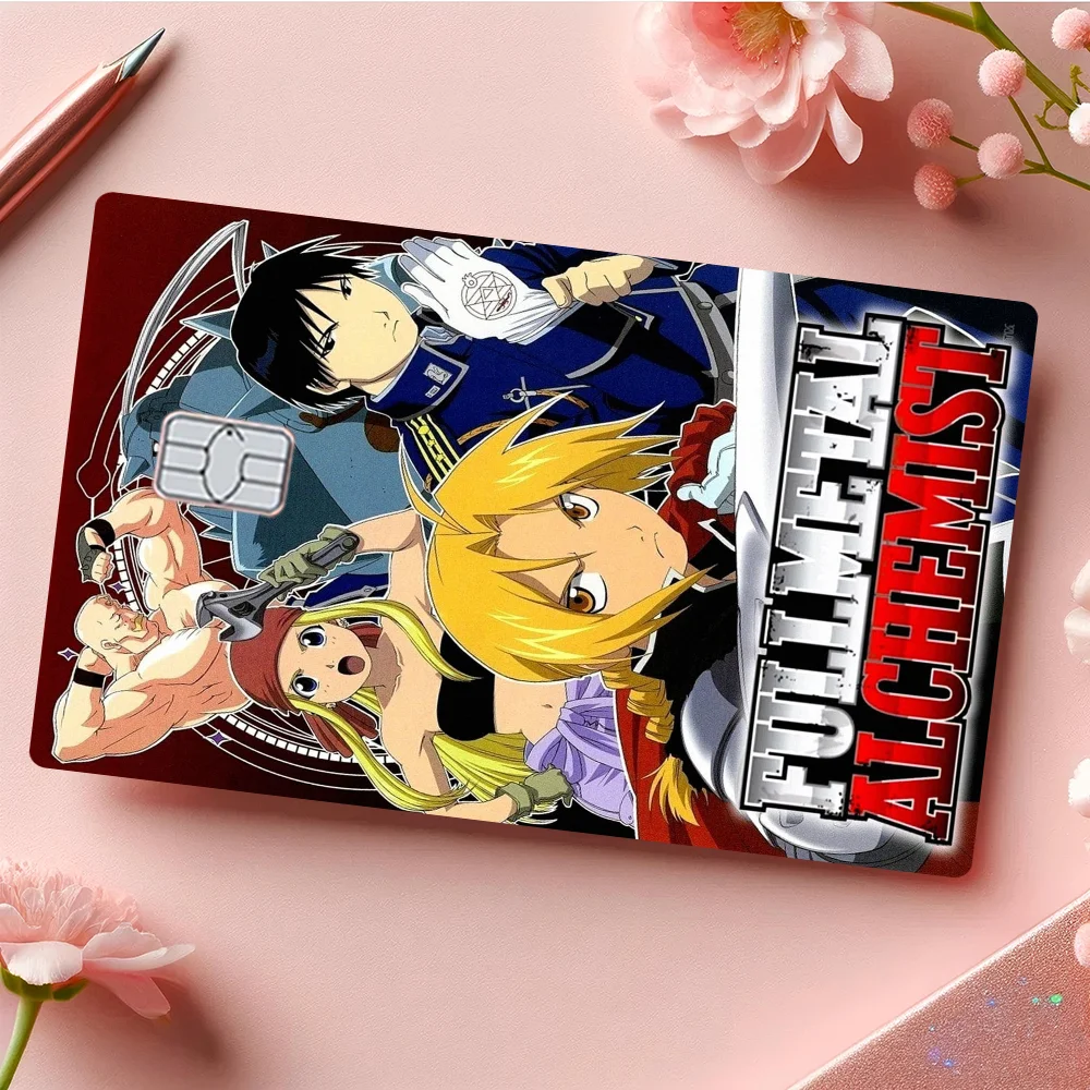 أنيمي F-Fullmetal A-الخيميائي بطاقة الائتمان ملصقات الجلد لا بقايا لاصقة مقاومة للماء لبطاقة الائتمان VISA بطاقة الوصول إلى مترو الأنفاق