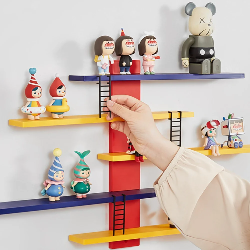 5 Layers Blind Box Wall Hanging Rack for Doll Storage Display Rack Colorful Stepped Ladder Type Action Figure Organizer