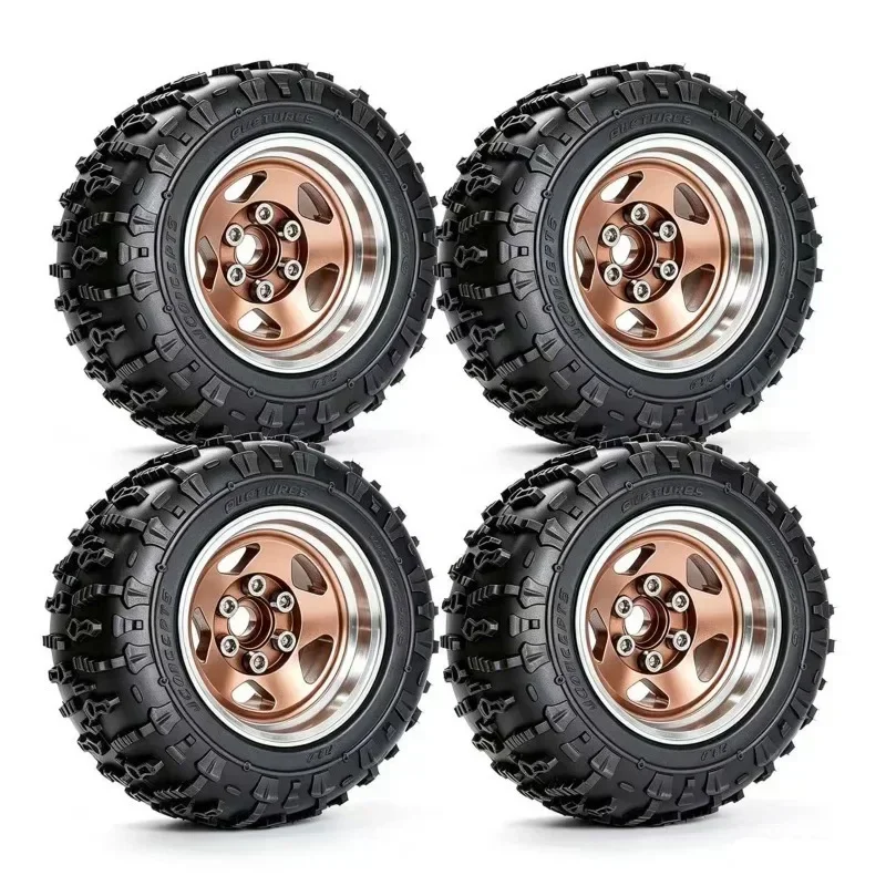 1.9 Inch Upgraded Beadlock Wheel Rims with Tires Outer Diameter 90mm Hex Fit for MJX H12Y MN128 MN82 1/12 Scale RC Crawler