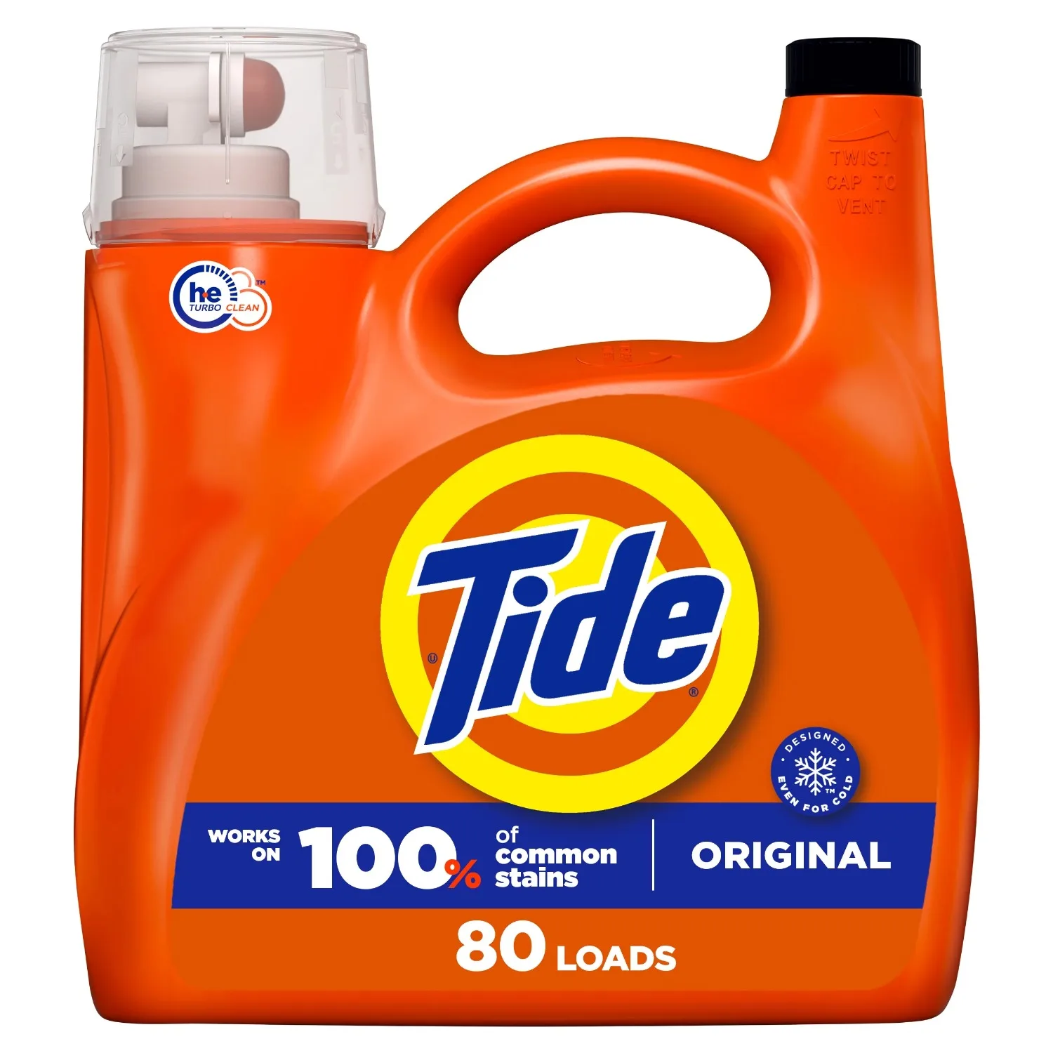 Tide Liquid Laundry Detergent, Original, 80 Loads, 105 fl oz, HE Compatible