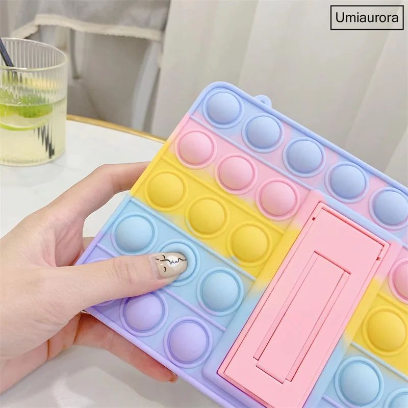 For Samsung Galaxy Tab A6 7.0 inch 2016 SM-T280 SM-T285 T280 Tablet Kids Rainbow Bubble Tablet Case Stand Silicone Cover Funda