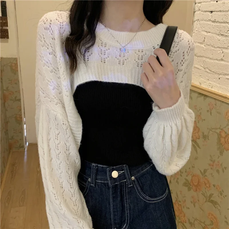 Cropped Sweaters Women Shrugs Spring PopularHollow-out Bolero Elegant Harajuku Cool Girls Street Chic Knitwear Mujer Clothing