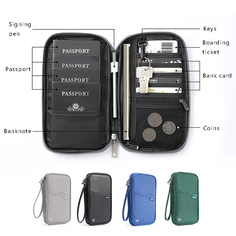 Bolsa para documentos, tarjetero, Cartera de viaje para la familia, estuche impermeable para documentos, organizador, accesorios de viaje, funda