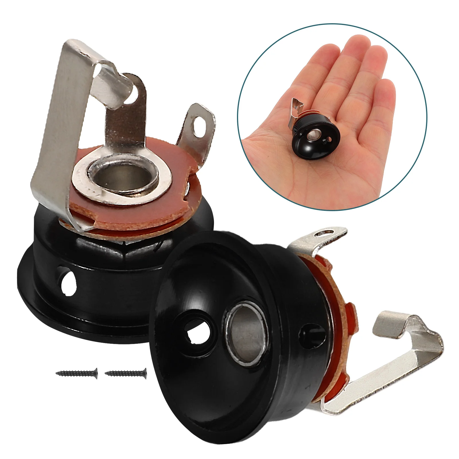 

2pcs Electric Guitar Jack Sockets Plate Round Cup Design Stable Durable Metal Plastic Output Input Socket For Bass