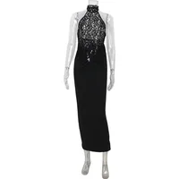 Lace Patchwork Dresses For Women Fashion Sexy Streetwear Solid Sleeveless Tank Sheath Hip Wrap Long Vestidos Robe Female Elegant - Image 5