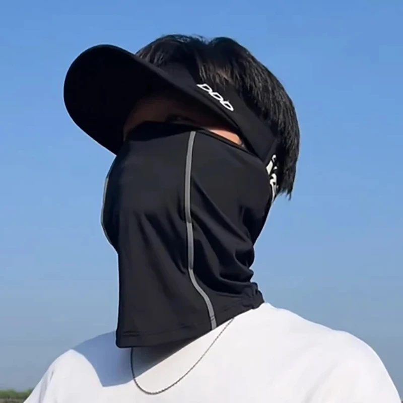 Summer Men's and Women's Ice Silk Dust Mask UV Reflective Night Riding Half Face Mask UV Resistant Scarf Sports Headscarf ﻿