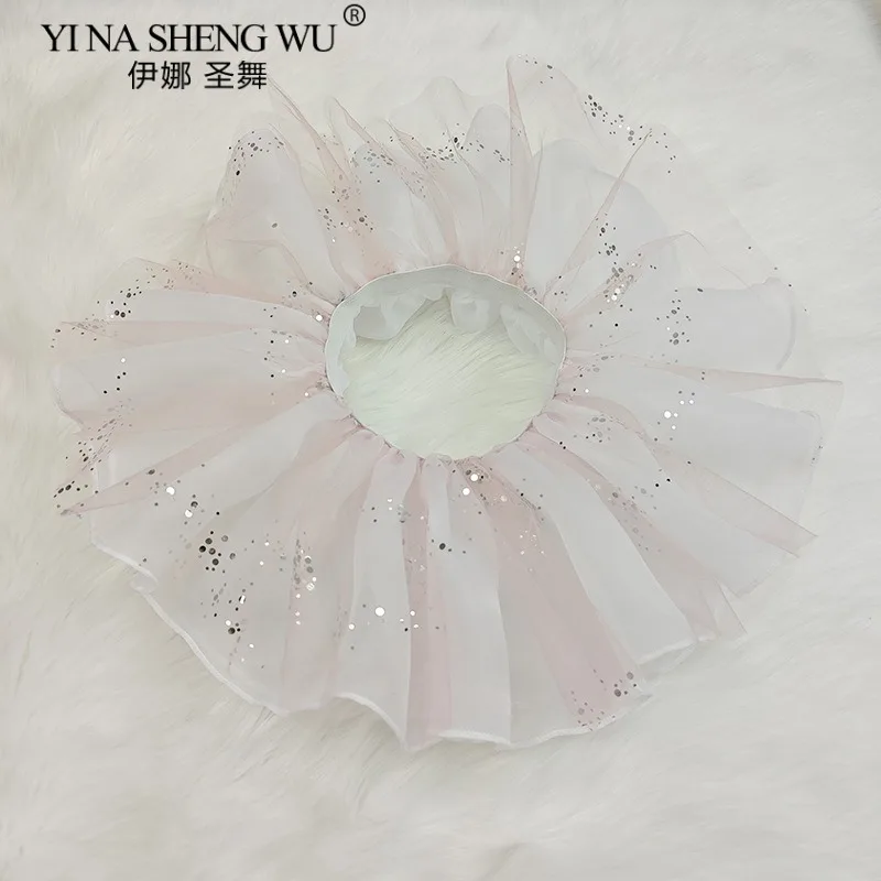 Spódnica do baletu dla dziewczynek, spódnica do ćwiczeń tanecznych, spódnica z organzy z cekinami, puszysta, nadziewana spódnica do tańca dla dzieci, kostium na występy taneczne.