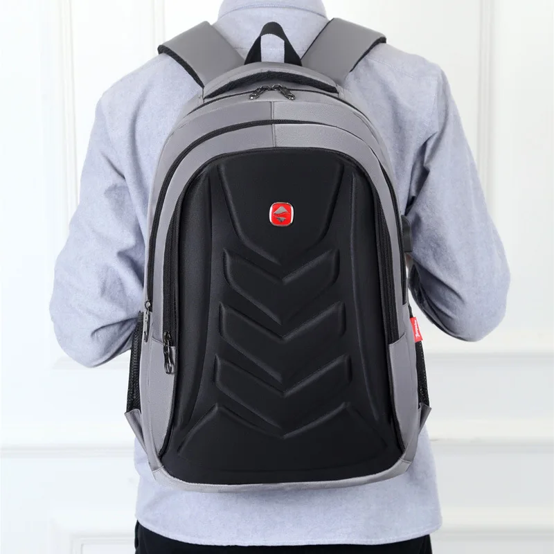 Tas Laptop bisnis pria, ransel USB Charger Port tahan air tas sekolah 15 "tas bisnis komputer ransel tahan air