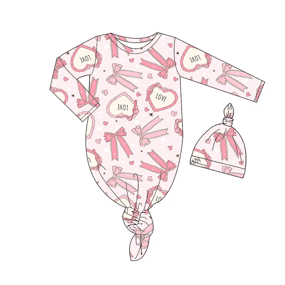 New fashionable and exquisite children's set Valentine's Day heart-shaped flower cartoon printed long-sleeved baby jumpsuit