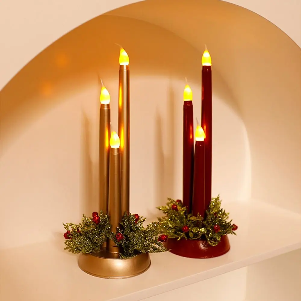 Retro Christmas LED Candles Light Luminous Plastic Electric Candle Tealight Elegant Flickering Simulated Candle Light