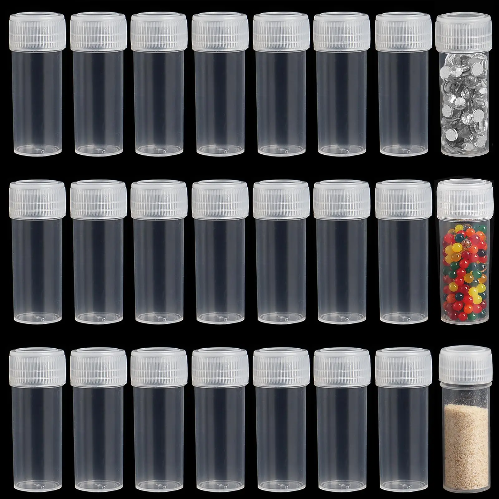 5/7ML Plastic Sample Bottles Vial Storage Mini Clear Storage Case with Lid Vial Storage Container Test Tube for Small Items