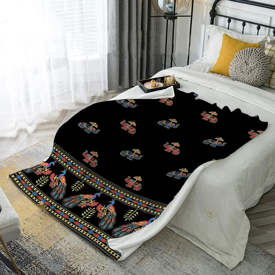 

Colorful Pattern Blanket Microfiber Flannel Cover Blanket Bedroom Living Room Sofa Soft And Comfortable Home Decoration