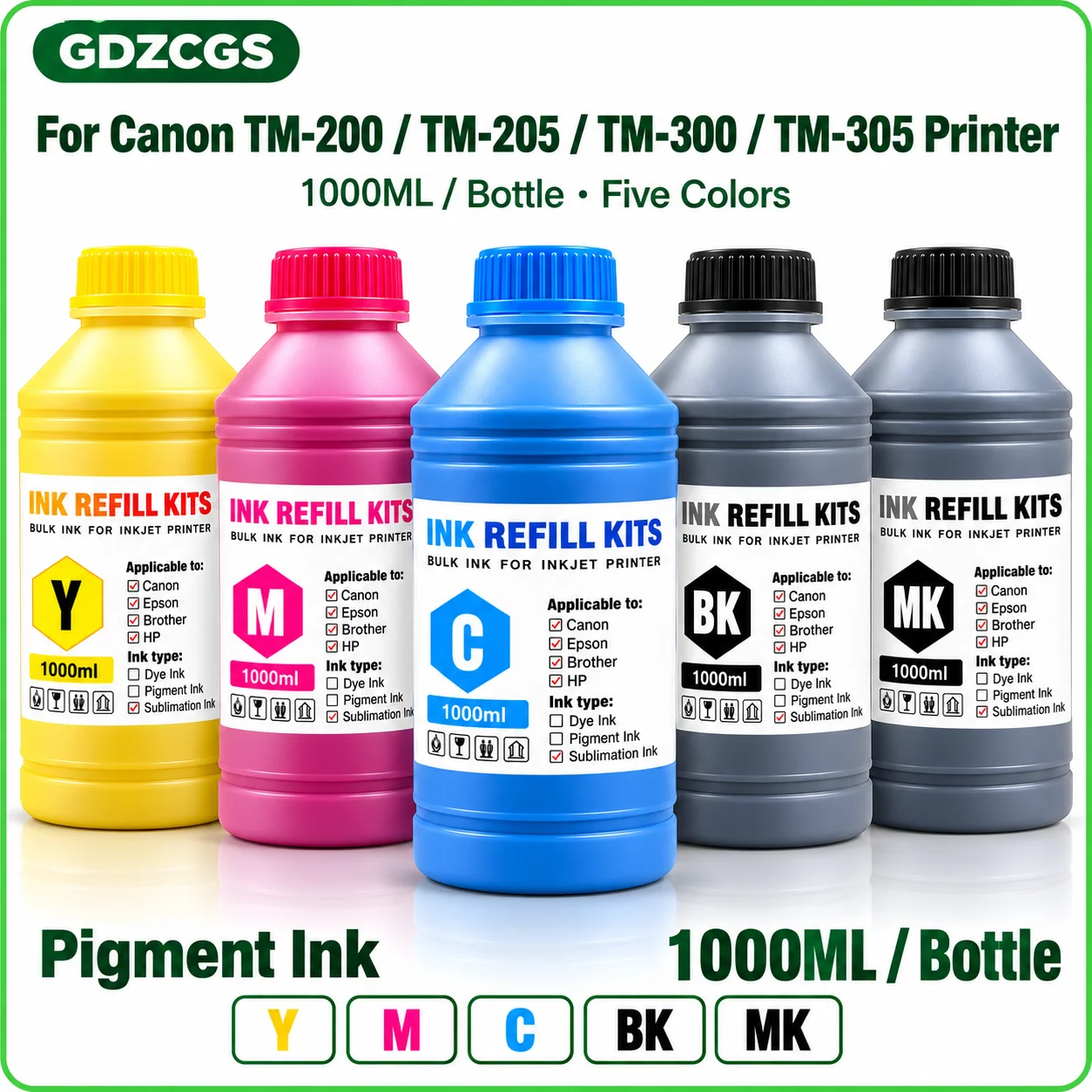 1000ml PFI-120 PFI120 320 Pigment Ink For Canon TM-305 TM-355 TM-350 TM-250 TM-200 TM-205 TM-300 Printer 5 Colors BK C M Y MBK