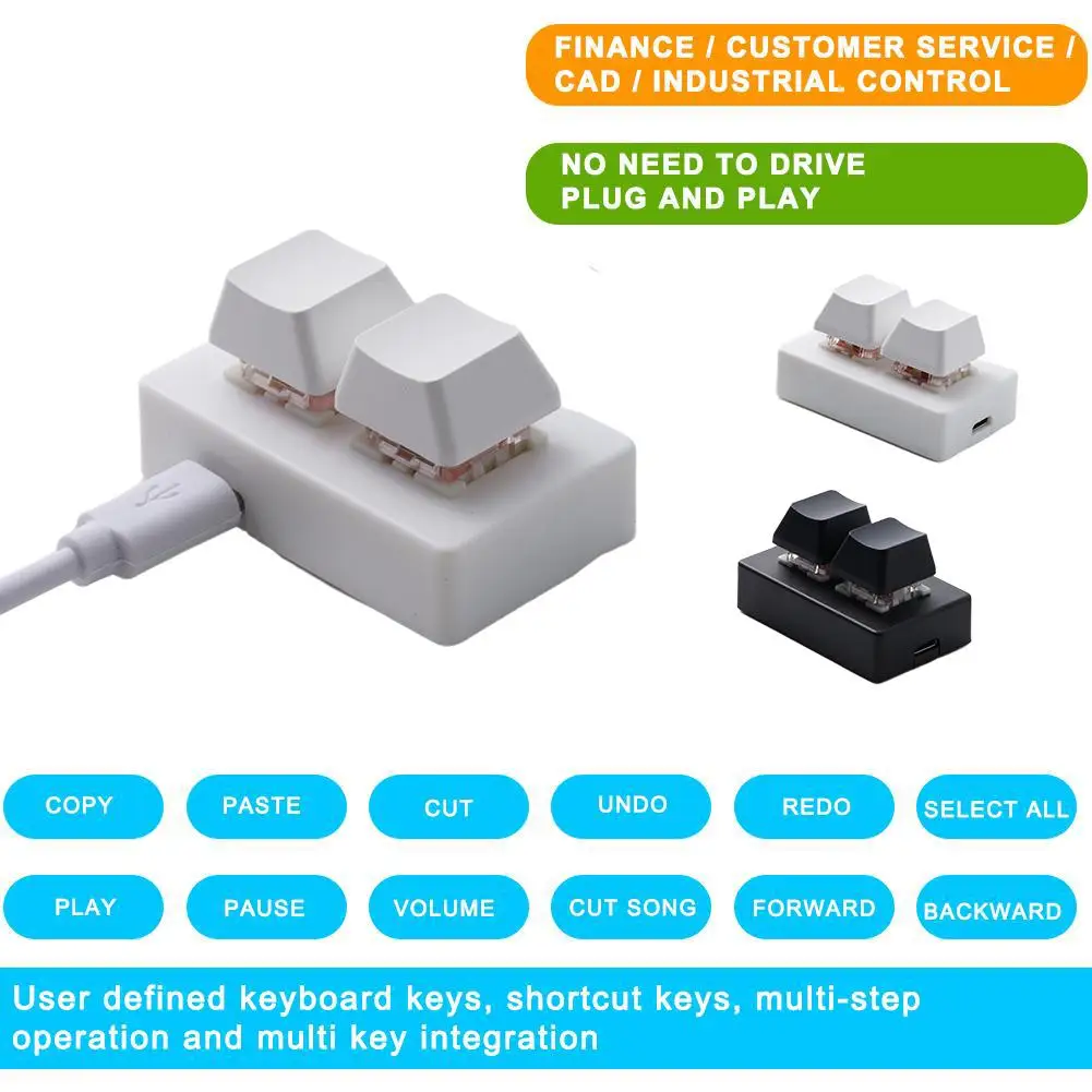 

Rgb 2 Keys Macro Programming Mini Keyboard For Gaming Hotswap Keypad Copy Paste Mini Button Macropad Red Switch N W7j8