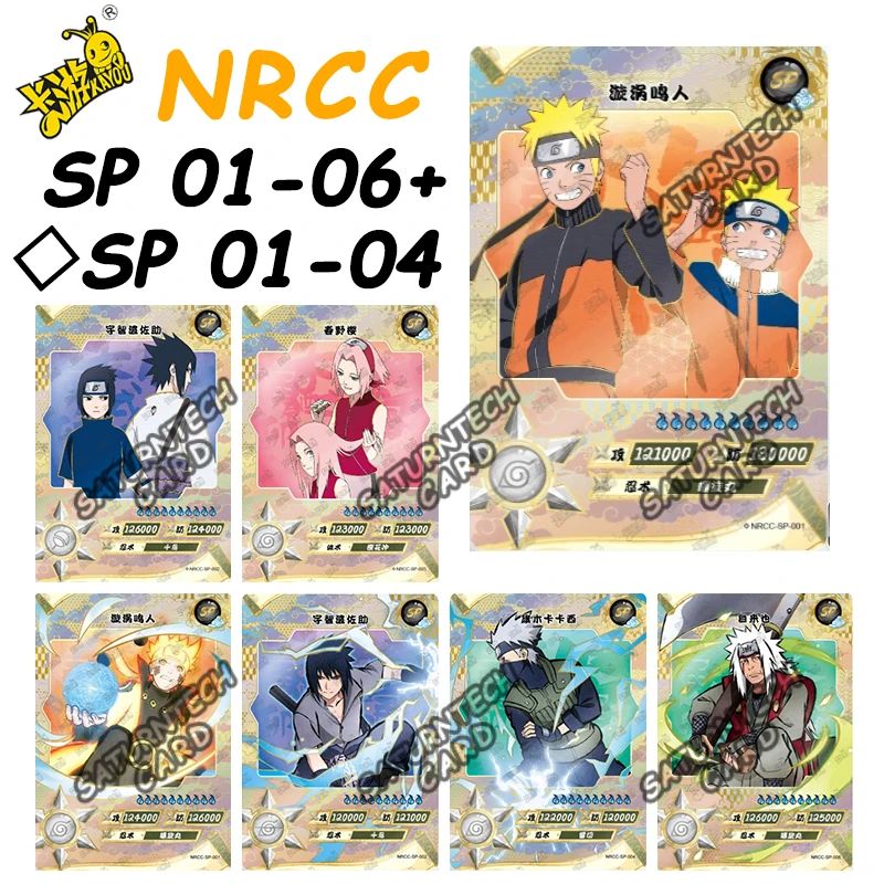 Narutuo Card SP 001-006 NRCC SP Ninja Age Sakura Sasuke Kakashi Hinata Collection Card Anime Playing Birthday Gift for Kids