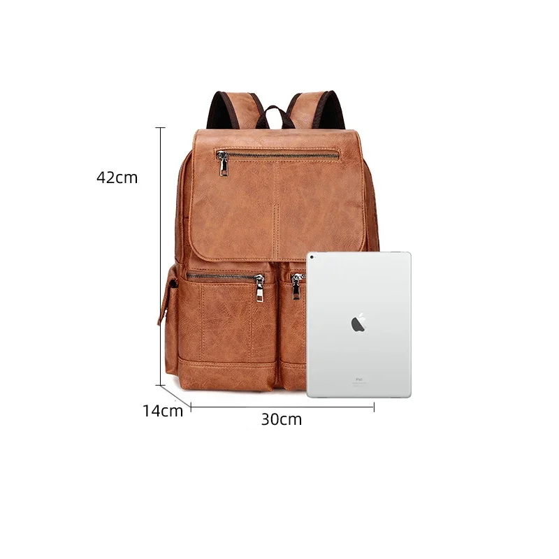 Fashion Luxury Brand Men Backpack Leather School Backpacks Bag Students Waterproof Travel Bag Casual PU Leather Book bag Male 가방