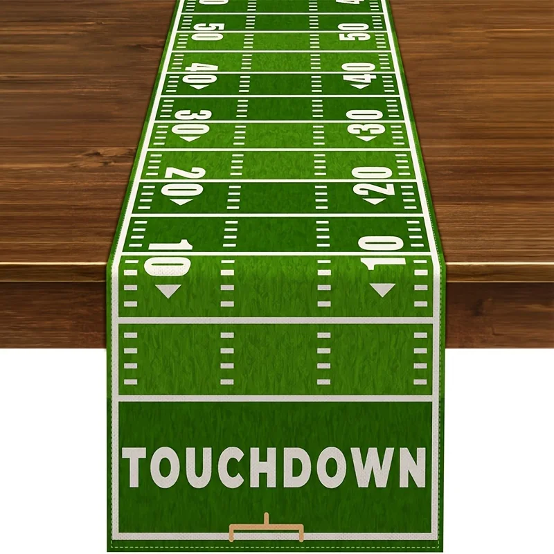 American Football Field Tablecloth with Yard Markings, Man Cave & Game Day Party Sports Decoration for Home & Bar