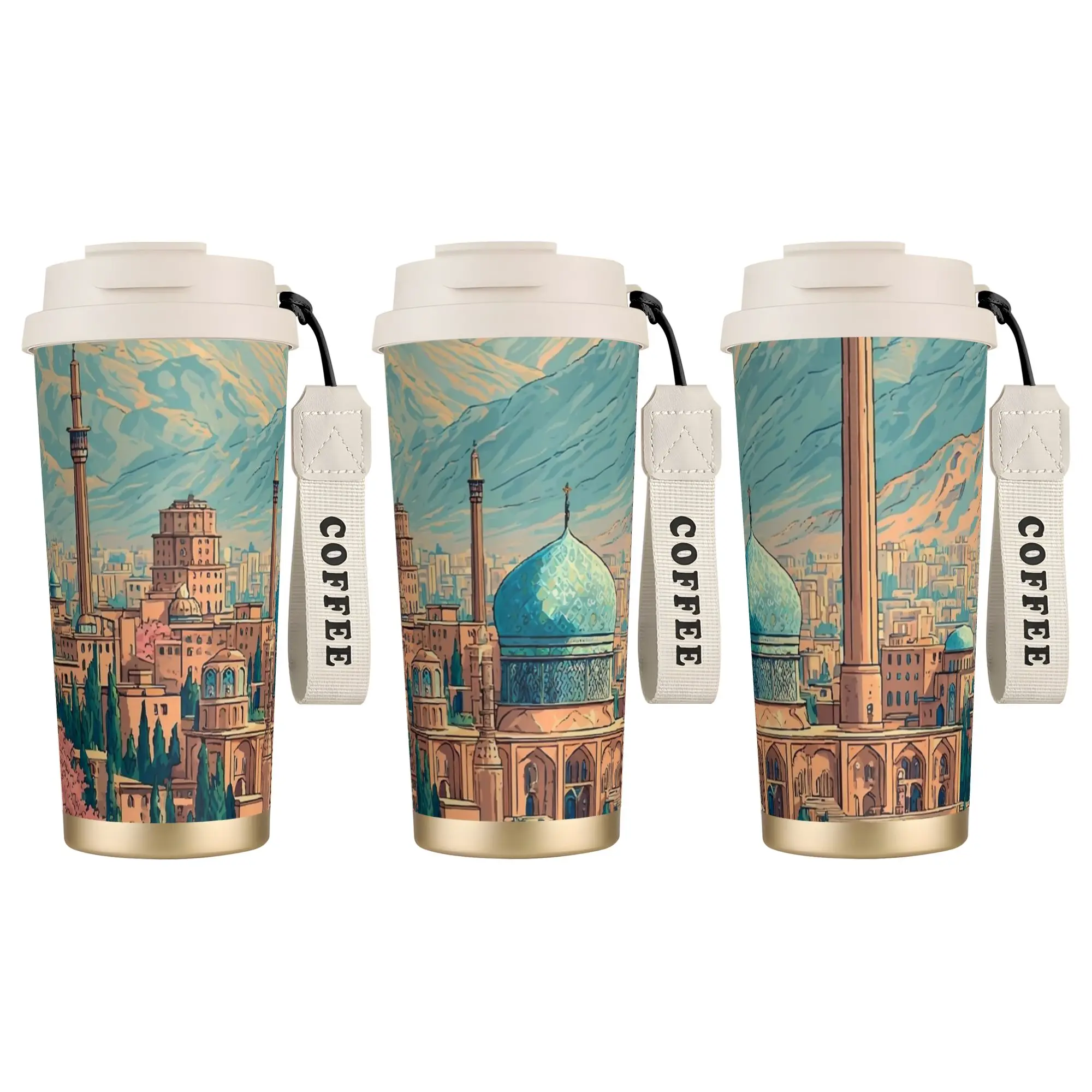 

20oz Iran Illustration Travel Art Vintage Coffee Cups Hot Drinks Heat Stainless Steel Tumbler Water Bottle Travelist Thermal Cup