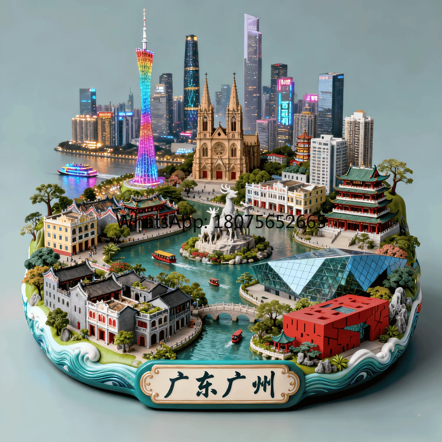 3d magnetic guangdong tourist attraction souvenir - creative gift