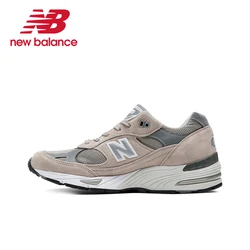 Original New Balance NB 991 Retro Comfort Fabric Faux Leather Pigskin Shock Running Shoes Men's Grey British Sneakers M991GL