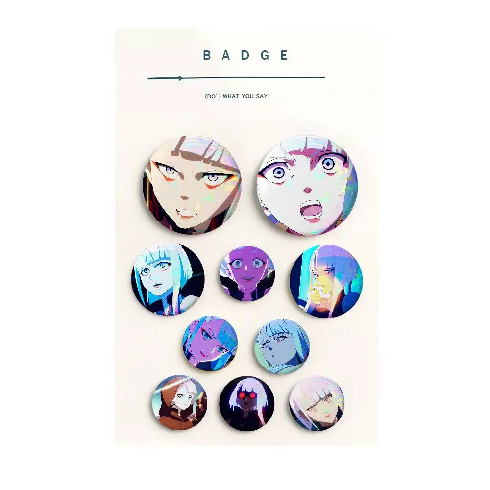 Cyberpunk girl Cute Cool Round Pin Badge Set for Anime Game Music Cartoon Fans Backpack Denim Jacket Hat Decoration