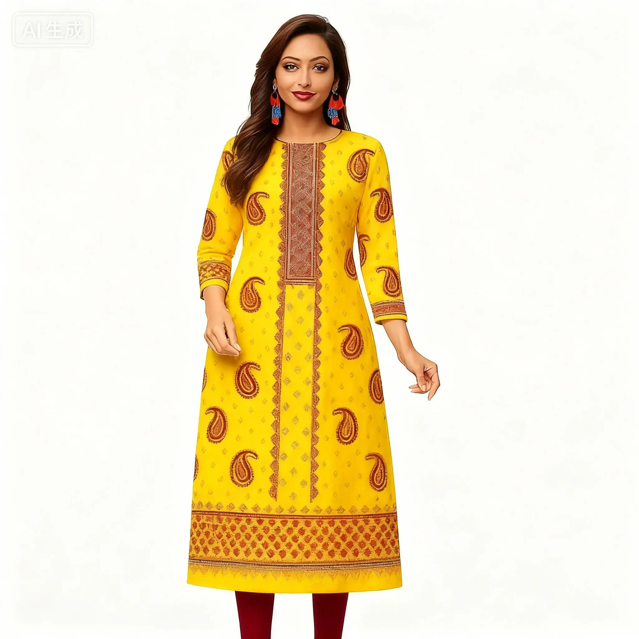 Kurt delle donne musulmane Fiori alla moda ed eleganti Tubo dritto Abito casual comodo 2026 Abito Donna Musulmana Orlo a fessura