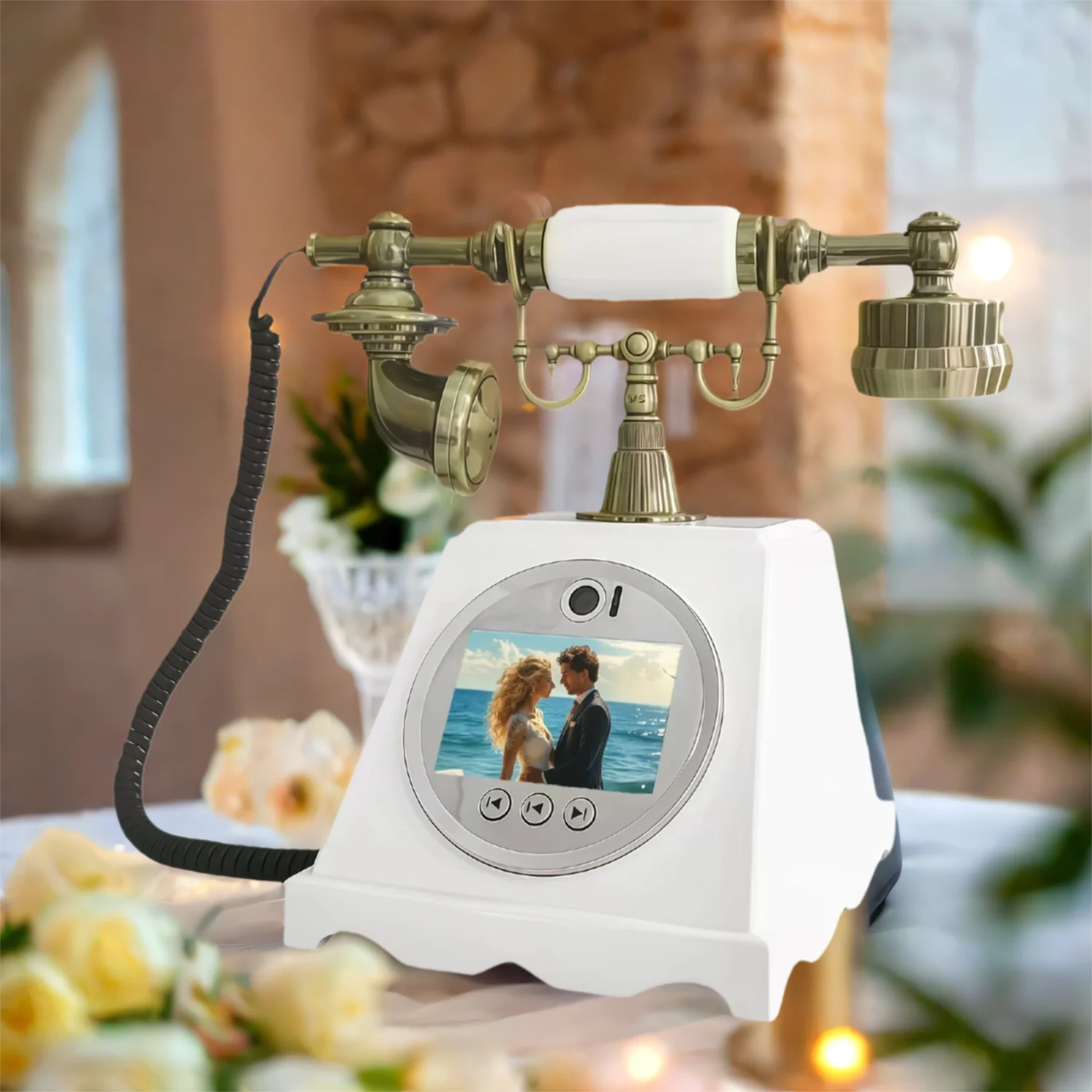 Vintage Telephone Video Guestbook for Weddings Party Retro Audio Message Recorder Keepsake Save Voicemails from Guests in Style