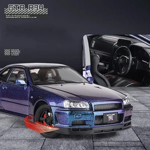 1:24 نيسان سكاي لاين GTR R34 سريع وغاضب مقياس سيارة طراز سبيكة سيارة مصغرة Diecast معدن صوت وضوء لعبة أطفال لعبة هدية سيارة أعلى 6 مبيعات مصغرة أفق R34 - No2