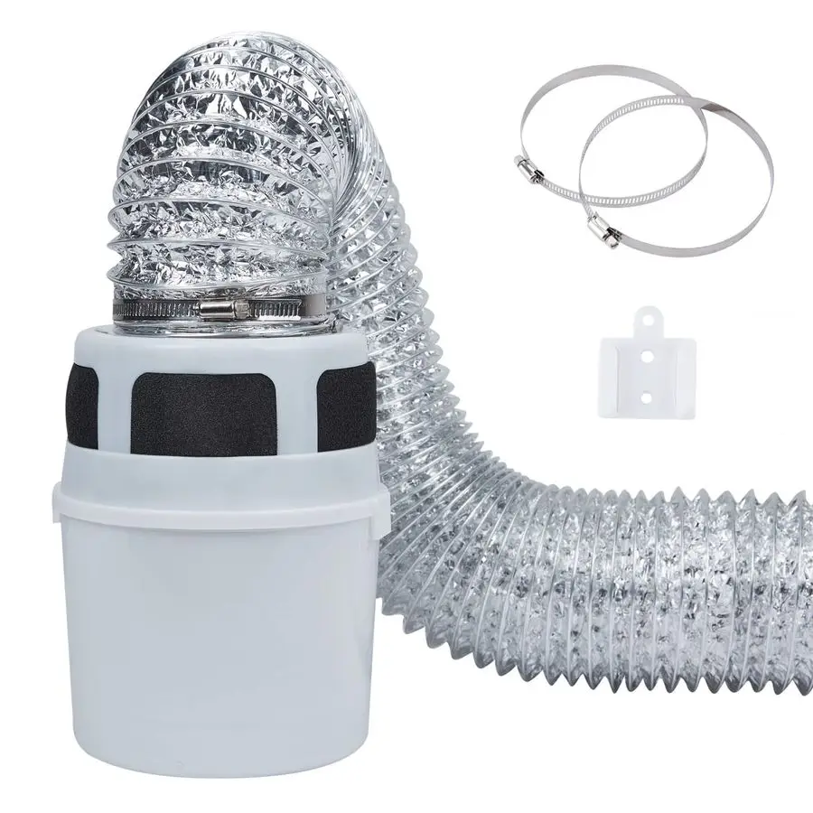 

3 IN 1 Indoor Dryer Vent Kit Filter Bucket for Electric Dryer with 4Inch by 5Feet Proflex Duct Silver
