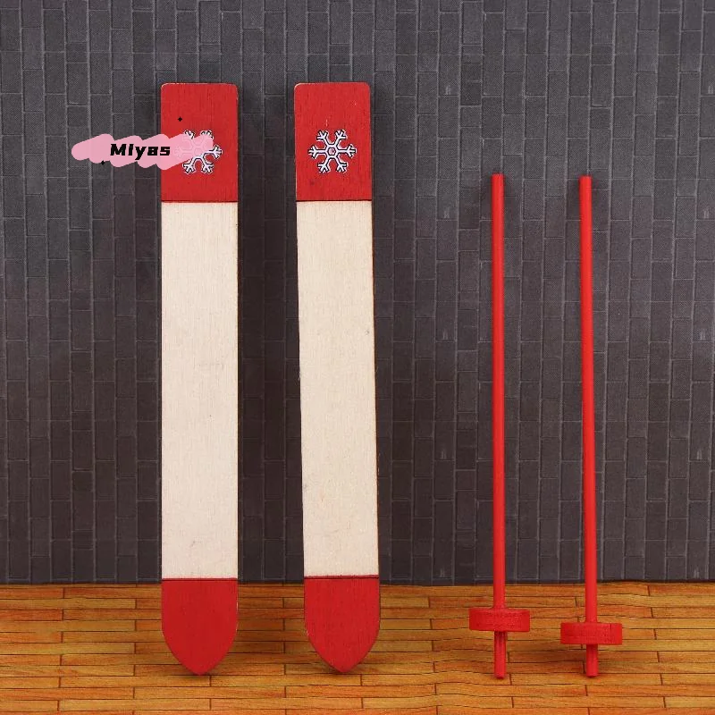 Mini Wooden Sled Model for 1/12 Dollhouse Christmas Scene Decoration Dolls House Accessories Pretend Play Toy for Kids