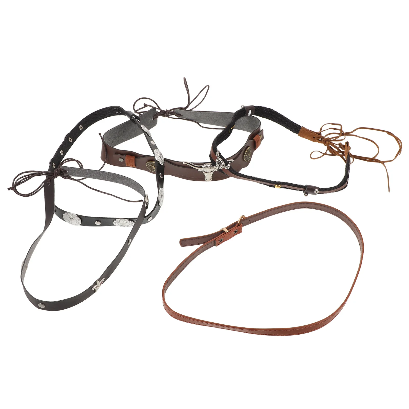 

5Pcs Decorative Hat Bands Vintage Style Strap for Western Cowboy Hats Adjustable Tie Fit Outdoor Casual Wear Trendy Accessory