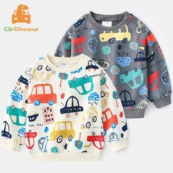 2026 Spring Autumn 4-8 Years Kid's Clothes Fashion Print Tops Children's O Neck Pullover Outwear Boys Baby Car Sweatershirt