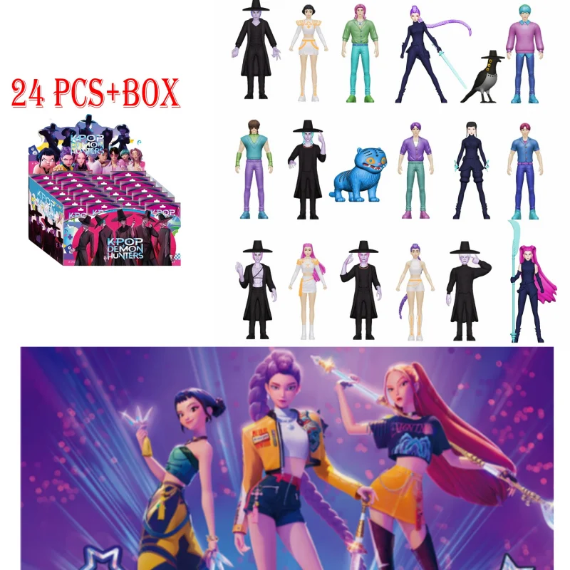 24個入りランダムブラインドボックス 5.3-11.5cm アニメ KPOP デモンハンターズ ガールズグループ RUMI MIRA ZOEY フィギュア アクション PVCモデル おもちゃ 飾り ギフト