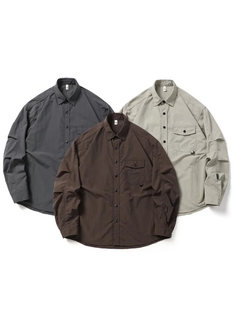 

Мужская уличная дышащая водонепроницаемая куртка с длинными рукавами и воротником, свободного кроя, для весны и осени, из однотонной нейлоновой ткани