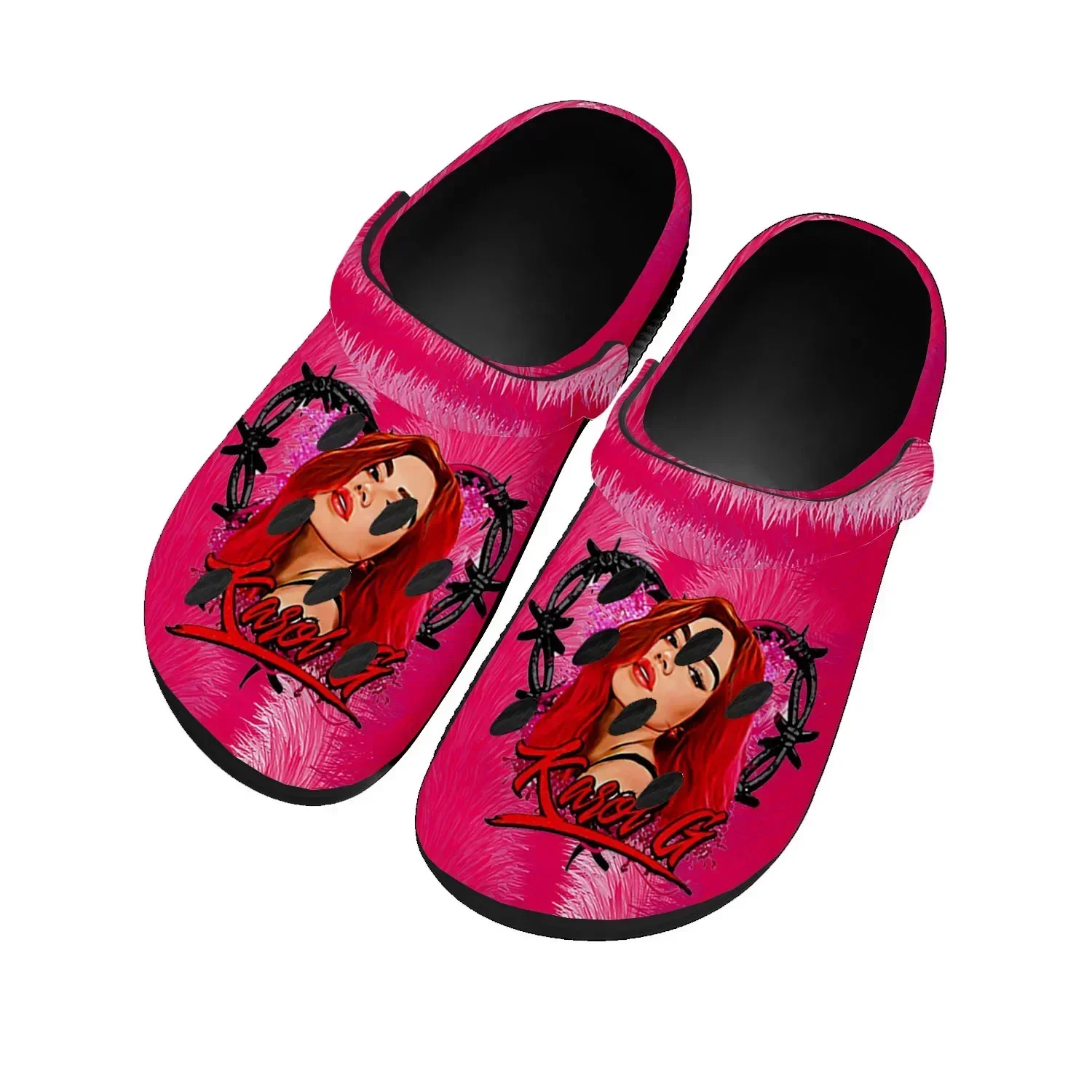 Karol G Singer Printed Home Clogs Custom Water Shoes Mens Womens Teenager Shoe Garden Clog Breathable Beach Hole Slippers Black