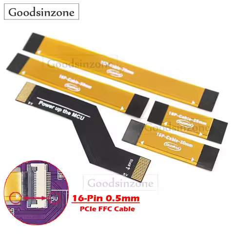 Raspberry Pi 5 PCIe FFC Cable - 16-Pin 0.5mm Pitch Flexible Flat Cable for PCIe to M.2 Adapter Boards Pi5 Wire