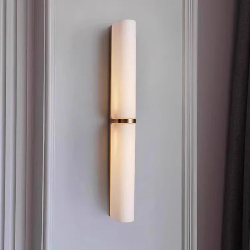 

Postmodern Designer Wall Lamps Living Room Hotel Bedroom Bedsides Minimalist Long Strip Glass Lampshade LED Wall Sconces Fixture