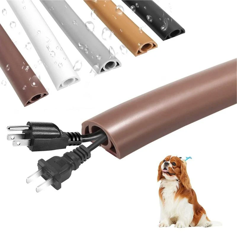 3m Floor Cord Cover Floor Cable Sheaths PVC Flexible Electrical Conduit Cable Protectors Self-adhesive Cable Hiders for Floors 1