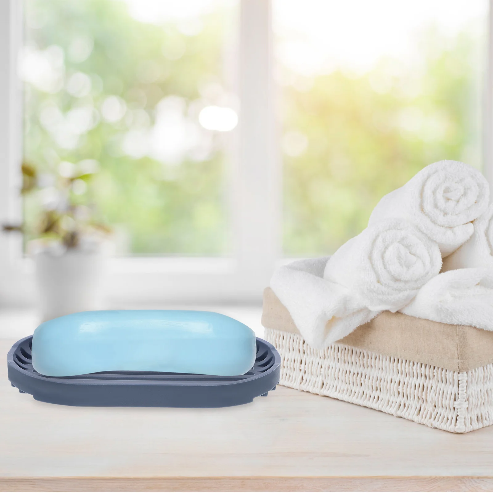 

4Pcs Tabletop Soap Holder Hollow Ventilated Structure Tpe Soap Dish for Bathroom Kitchen Draining Tray Storage